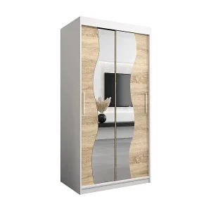 SCHWEBETÜRENSCHRANK MADRYT 200/100/62 2-türig (Weiß/Sonoma) Sale