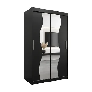 Neu SCHWEBETÜRENSCHRANK MADRYT 200/120/62 2-türig (Schwarz/Schwarz)