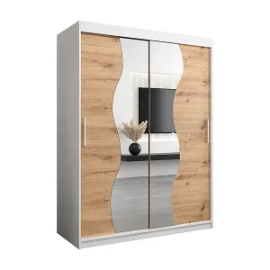 Zertifiziert SCHWEBETÜRENSCHRANK MADRYT 200/150/62 2-türig (Weiß/Artisan)