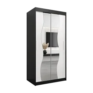 SCHWEBETÜRENSCHRANK MADRYT 200/100/62 2-türig (Schwarz/Weiß) Neu