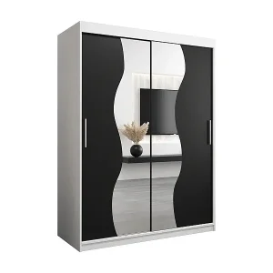SCHWEBETÜRENSCHRANK MADRYT 200/150/62 2-türig (Weiß/Schwarz) Kracherpreis