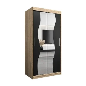 SCHWEBETÜRENSCHRANK MADRYT 200/100/62 2-türig (Sonoma/Schwarz) Geprüft