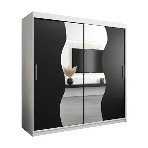 Sichere Zahlung SCHWEBETÜRENSCHRANK MADRYT 200/200/62 2-türig (Weiß/Schwarz)