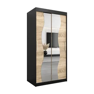 Neue Kollektion SCHWEBETÜRENSCHRANK MADRYT 200/100/62 2-türig (Schwarz/Sonoma)