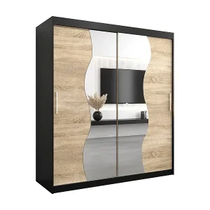 Echt SCHWEBETÜRENSCHRANK MADRYT 200/180/62 2-türig (Schwarz/Sonoma)