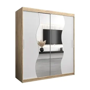 Kostenloser Versand SCHWEBETÜRENSCHRANK MADRYT 200/180/62 2-türig (Sonoma/Weiß)