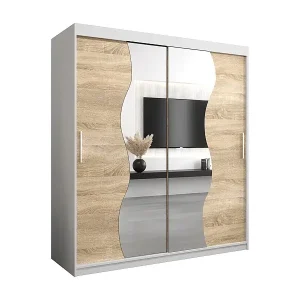 Schneller Versand SCHWEBETÜRENSCHRANK MADRYT 200/180/62 2-türig (Weiß/Sonoma)