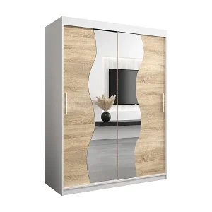 SCHWEBETÜRENSCHRANK MADRYT 200/150/62 2-türig (Weiß/Sonoma) Neue Kollektion