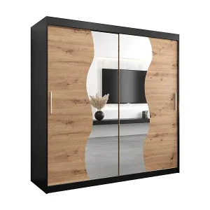 SCHWEBETÜRENSCHRANK MADRYT 200/200/62 2-türig (Schwarz/Artisan) Rabatt