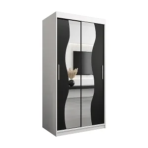 SCHWEBETÜRENSCHRANK MADRYT 200/100/62 2-türig (Weiß/Schwarz) Kostenloser Rückversand