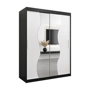 Meistverkauft SCHWEBETÜRENSCHRANK MADRYT 200/150/62 2-türig (Schwarz/Weiß)
