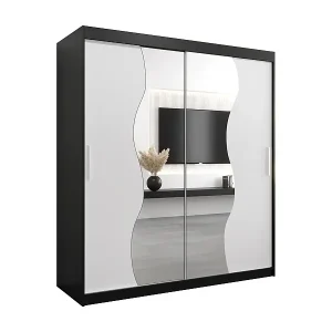 SCHWEBETÜRENSCHRANK MADRYT 200/180/62 2-türig (Schwarz/Weiß) Highlight