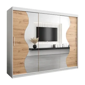 Neue Ware SCHWEBETÜRENSCHRANK MADRYT 200/250/62 3-türig (Weiß/Artisan)