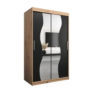 Abverkauf SCHWEBETÜRENSCHRANK MADRYT 200/120/62 2-türig (Artisan/Schwarz)