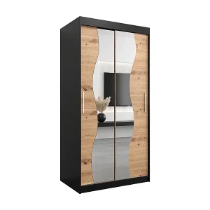 SCHWEBETÜRENSCHRANK MADRYT 200/100/62 2-türig (Schwarz/Artisan) Schnäppchen