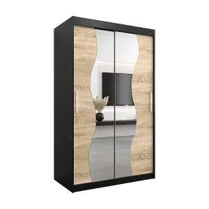 Expressversand SCHWEBETÜRENSCHRANK MADRYT 200/120/62 2-türig (Schwarz/Sonoma)