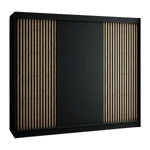 Preiswert SCHWEBETÜRENSCHRANK LAMELO 200/250/62 3-türig (Schwarz/Schwarz/Artisan)