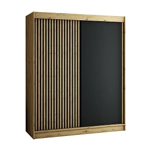 SCHWEBETÜRENSCHRANK LAMELO 200/180/62 2-türig (Artisan/Schwarz/Artisan) Neue Kollektion