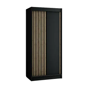 SCHWEBETÜRENSCHRANK LAMELO 200/100/62 2-türig (Schwarz/Schwarz/Artisan) Heißes Angebot