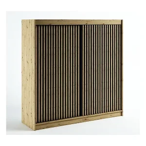 SCHWEBETÜRENSCHRANK LAMELO 1 200/200/62 2-türig (Artisan/Schwarz/Artisan) Beliebt