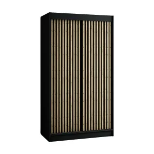 Preisreduziert SCHWEBETÜRENSCHRANK LAMELO 1 200/120/62 2-türig (Schwarz/Schwarz/Artisan)