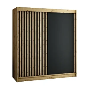 SCHWEBETÜRENSCHRANK LAMELO 200/200/62 2-türig (Artisan/Schwarz/Artisan) Direktkauf