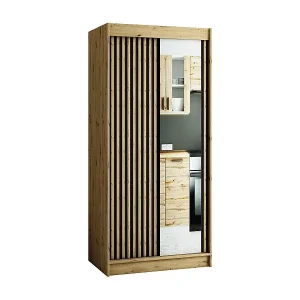 Sonderangebot SCHWEBETÜRENSCHRANK LAMELO 2 200/100/62 2-türig (Artisan/Schwarz/Artisan)