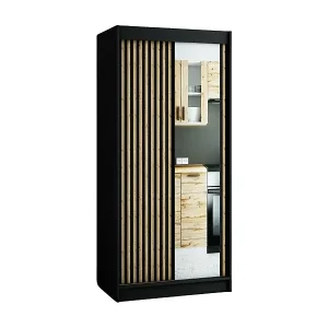 Echt SCHWEBETÜRENSCHRANK LAMELO 2 200/100/62 2-türig (Schwarz/Schwarz/Artisan)