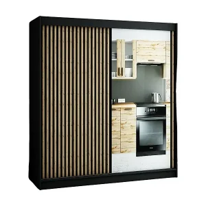 SCHWEBETÜRENSCHRANK LAMELO 2 200/200/62 2-türig (Schwarz/Schwarz/Artisan) Neue Ware