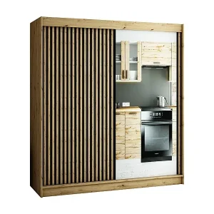 Schneller Versand SCHWEBETÜRENSCHRANK LAMELO 2 200/200/62 2-türig (Artisan/Schwarz/Artisan)