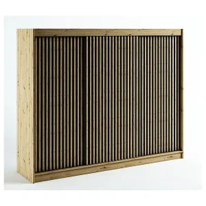 SCHWEBETÜRENSCHRANK LAMELO 1 200/250/62 3-türig (Artisan/Schwarz/Artisan) Wochenendangebot