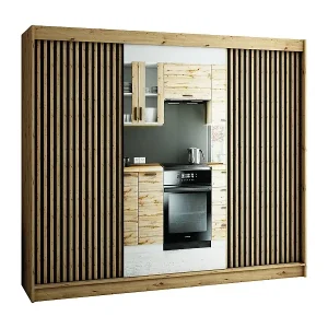 SCHWEBETÜRENSCHRANK LAMELO 2 200/250/62 3-türig (Artisan/Schwarz/Artisan) Jetzt Bestellen