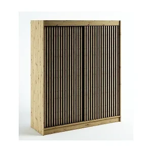 SCHWEBETÜRENSCHRANK LAMELO 1 200/180/62 2-türig (Artisan/Schwarz/Artisan) Markenware