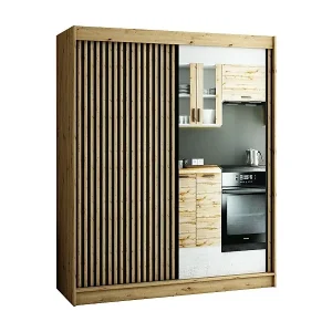 Schnäppchen SCHWEBETÜRENSCHRANK LAMELO 2 200/180/62 2-türig (Artisan/Schwarz/Artisan)