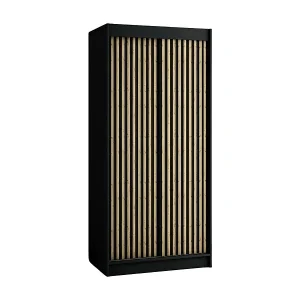 SCHWEBETÜRENSCHRANK LAMELO 1 200/100/62 2-türig (Schwarz/Schwarz/Artisan) Markenprodukt