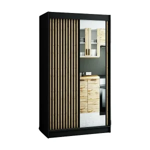 SCHWEBETÜRENSCHRANK LAMELO 2 200/120/62 2-türig (Schwarz/Schwarz/Artisan) Top-Angebot