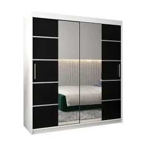 SCHWEBETÜRENSCHRANK VERONA 4 200/180/62 2-türig (Weiß/Schwarz) Direkt Vom Hersteller