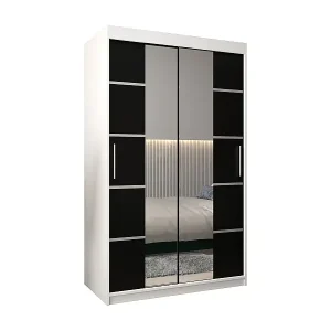 SCHWEBETÜRENSCHRANK VERONA 4 200/120/62 2-türig (Weiß/Schwarz) Geprüft