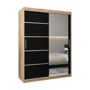 Abverkauf SCHWEBETÜRENSCHRANK VERONA 2 200/150/62 2-türig (Sonoma/Schwarz)
