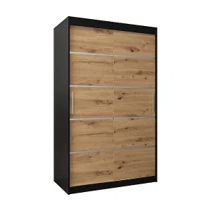 SCHWEBETÜRENSCHRANK VERONA 1 200/120/62 2-türig (Schwarz/Artisan) Sofort Bestellen