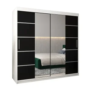 SCHWEBETÜRENSCHRANK VERONA 4 200/200/62 2-türig (Weiß/Schwarz) Sichere Zahlung