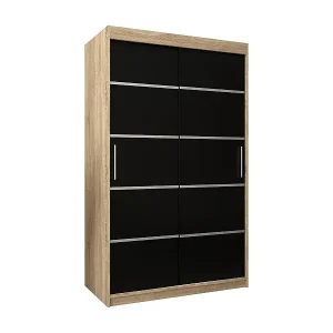 Must-Have SCHWEBETÜRENSCHRANK VERONA 1 200/120/62 2-türig (Sonoma/Schwarz)