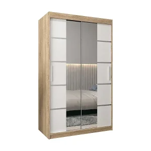 Versand Am Gleichen Tag SCHWEBETÜRENSCHRANK VERONA 4 200/120/62 2-türig (Sonoma/Weiß)