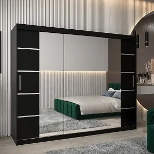 Direktkauf SCHWEBETÜRENSCHRANK VERONA 4 200/250/62 3-türig (Schwarz/Schwarz)