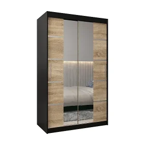 SCHWEBETÜRENSCHRANK VERONA 4 200/120/62 2-türig (Schwarz/Sonoma) Sonderaktion