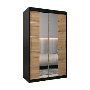 SCHWEBETÜRENSCHRANK VERONA 4 200/120/62 2-türig (Schwarz/Artisan) Schnäppchen