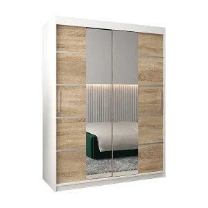 Neue Kollektion SCHWEBETÜRENSCHRANK VERONA 4 200/150/62 2-türig (Weiß/Sonoma)