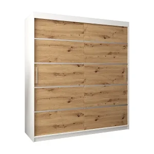 SCHWEBETÜRENSCHRANK VERONA 1 200/180/62 2-türig (Weiß/Artisan) Sale