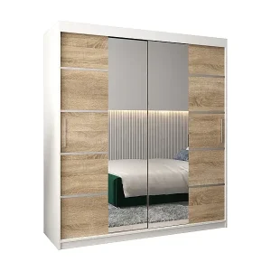 Expressversand SCHWEBETÜRENSCHRANK VERONA 4 200/180/62 2-türig (Weiß/Sonoma)