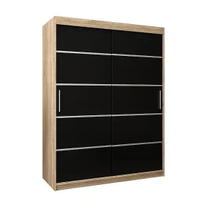 SCHWEBETÜRENSCHRANK VERONA 1 200/150/62 2-türig (Sonoma/Schwarz) Angebot